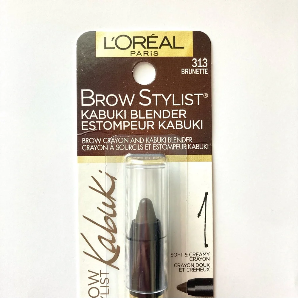 NEW L'Oreal Paris Brow Stylist Kabuki Blender Brow Crayon & Blender 313 Brunette